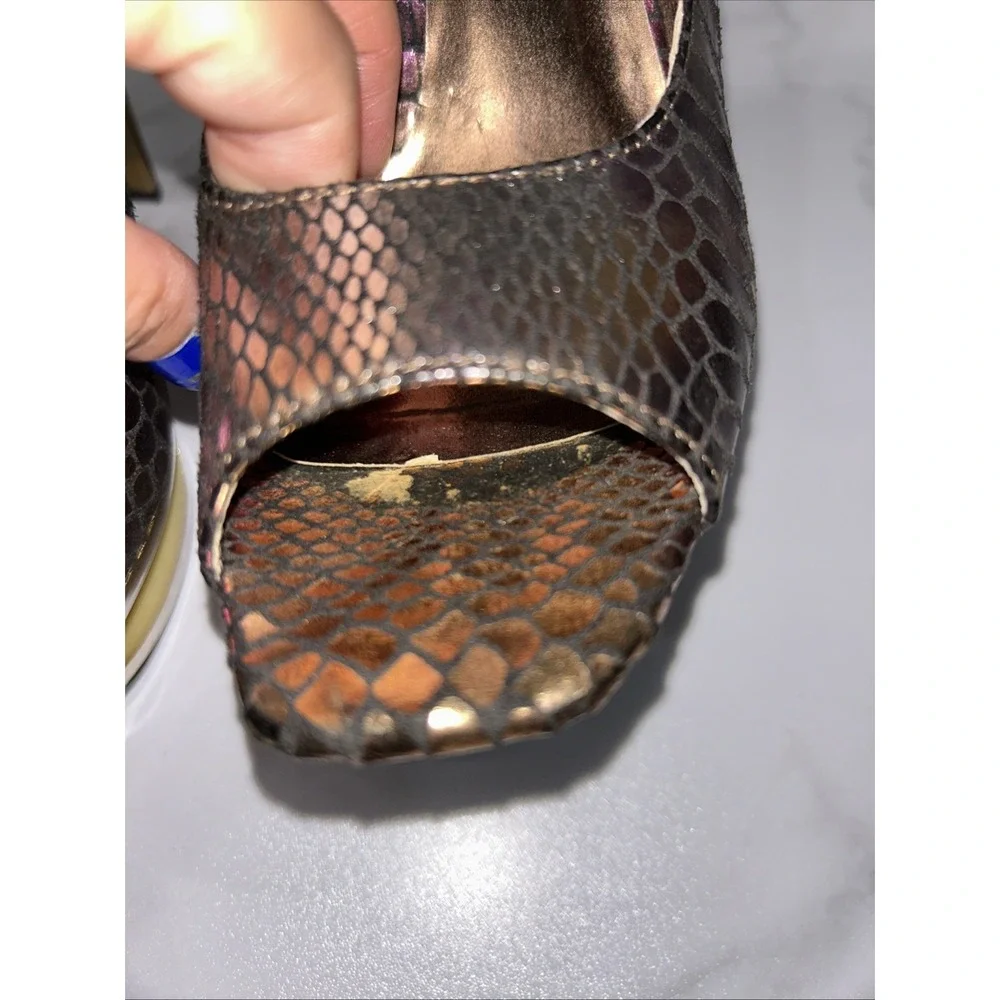 Tony‎ Bowls Platform Stiletto Heels Wild Rose Metallic Snakeskin Size 7
